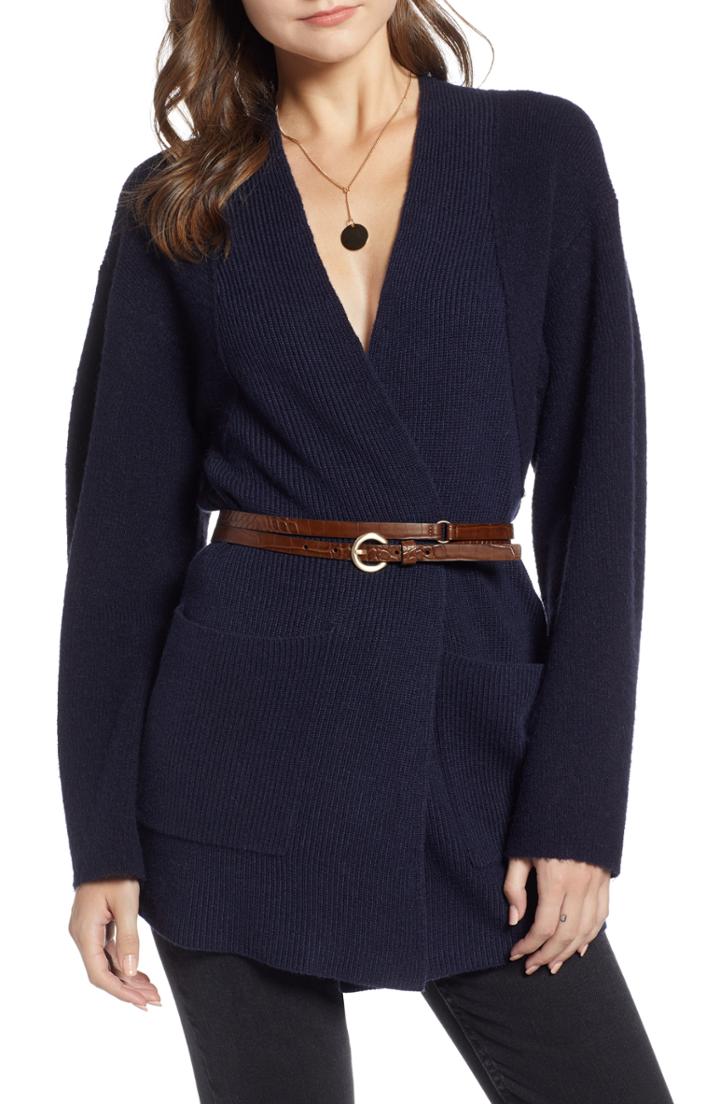 Women's Something Navy Blocked Cardigan