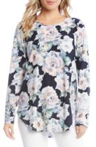 Women's Karen Kane Floral Shirttail Top - Black