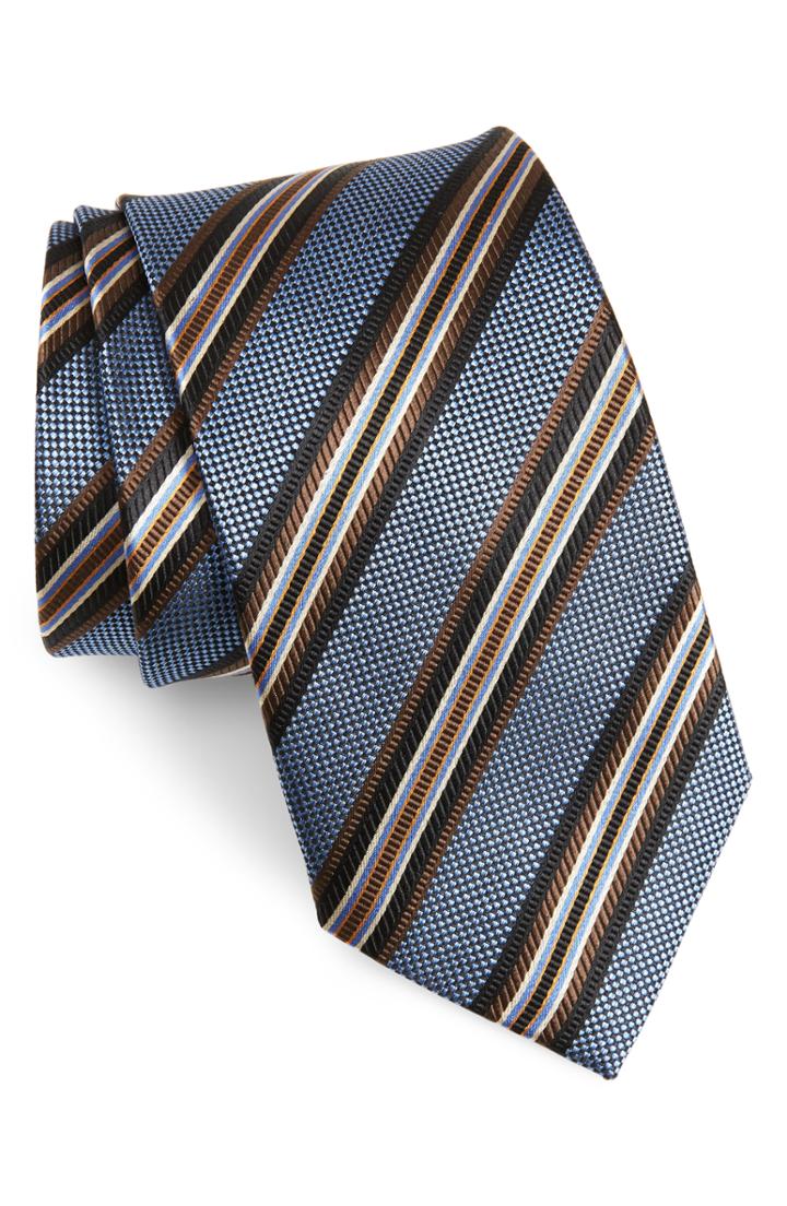 Men's Nordstrom Men's Shop Stripe Silk Tie, Size - Green