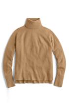 Women's J.crew Side Slit Supersoft Turtleneck Sweater, Size - Brown