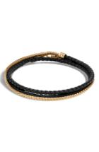 Men's John Hardy Gold Chain & Braided Leather Triple Row Bracelet
