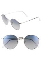 Women's Ray-ban 53mm Polarized Round Sunglasses - Silver Gradient