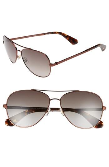 Women's Kate Spade New York Avaline 58mm Aviator Sunglasses - Brown Havana