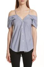 Women's Theory Hartman Stripe Cold Shoulder Top - Blue