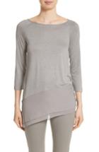 Women's St. John Collection Silk Georgette & Jersey Asymmetrical Blouse - White