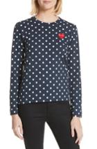Women's Comme Des Garcons Play Red Heart Polka Dot Tee - Blue