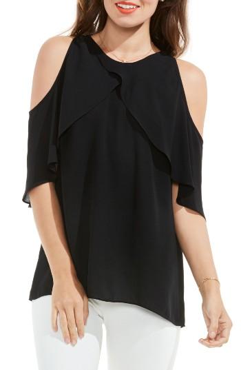 Women's Vince Camuto Ruffle Cold Shoulder Blouse - Black