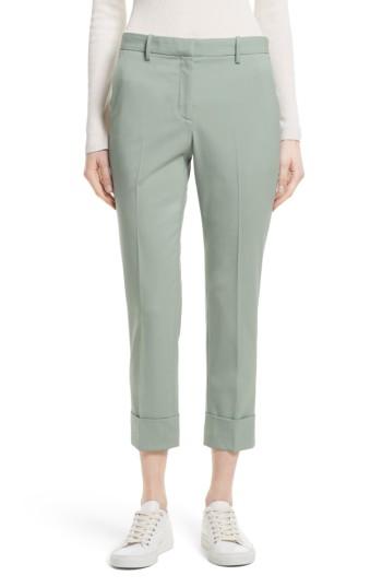 Women's Theory Stretch Wool Crop Pants - Green