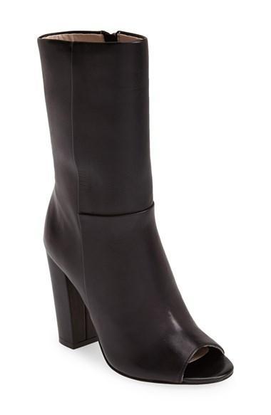 T Tahari 'panther' Peep Toe Leather Bootie (women) Black
