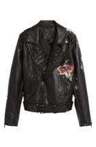 Women's Blanknyc Printed Faux Leather Moto Jacket - Black