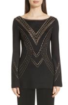 Women's St. John Collection Geometric Pointelle Jacquard Sweater
