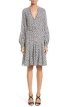 Women's Michael Kors Mini Rose Print Silk Georgette Flirt Dress - Black