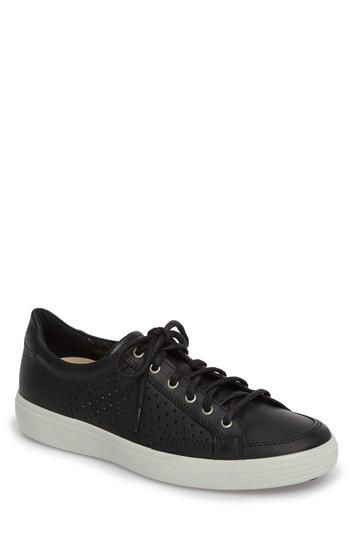 Men's Ecco Soft 7 Retro Perforated Low Top Sneaker -8.5us / 42eu - Black