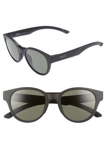 Women's Smith Snare 51mm Polarized Matte Round Sunglasses - Matte Black