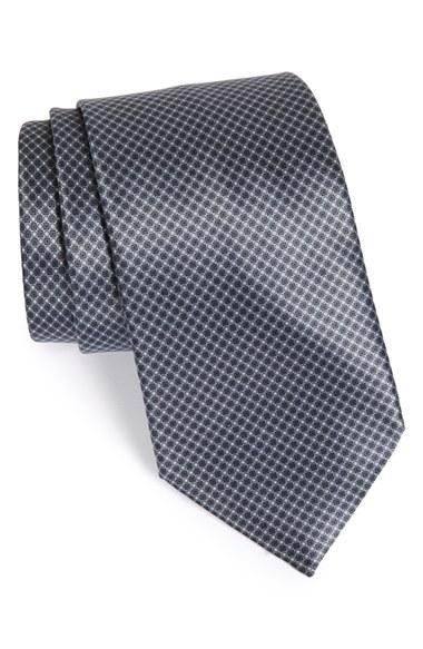 Men's Ermenegildo Zegna Geometric Silk Tie, Size - Black