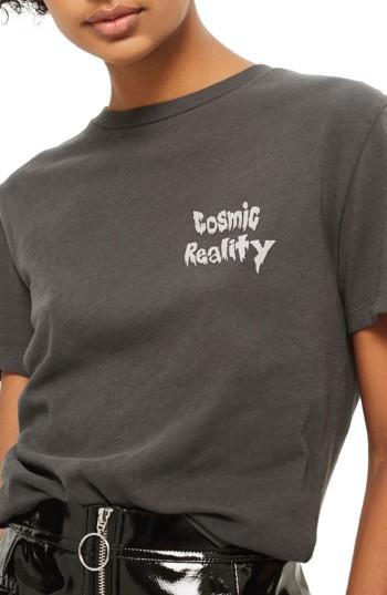 Women's Topshop Cosmic Reality Graphic Tee Us (fits Like 0-2) - Black