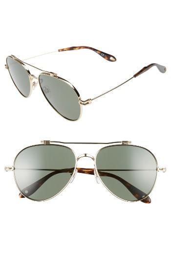 Men's Givenchy 58mm Polarized Aviator Sunglasses - Gold
