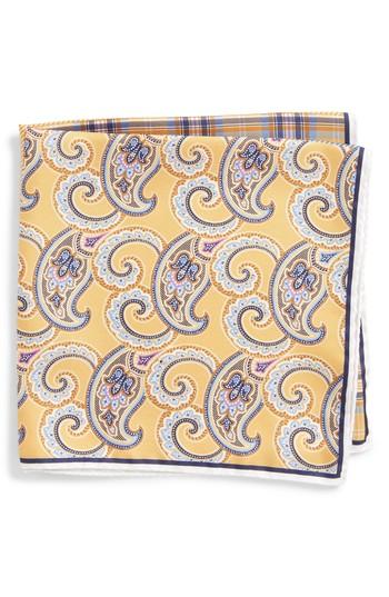 Men's Nordstrom Men's Shop Four Panel Silk Pocket Square, Size - Yellow
