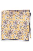 Men's Nordstrom Men's Shop Four Panel Silk Pocket Square, Size - Yellow