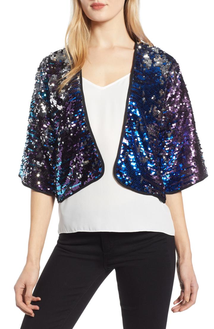 Women's Trouve Sequin Kimono, Size - Purple