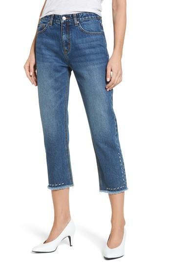 Women's Evidnt Malta Stitch Detail Crop Slim Jeans - Blue