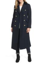 Women's Laundry By Shelli Segal Maxi Double Breasted Wool Blend Military Coat - Blue