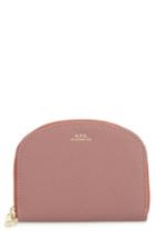 Women's A.p.c. Porte Monnaie Demilune Leather Wallet - Pink