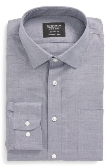 Men's Nordstrom Men's Shop Smartcare(tm) Trim Fit Plaid Dress Shirt .5 34/35 - Grey