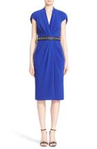 Women's Badgley Mischka Couture Embellished Waist Drape Front Dress