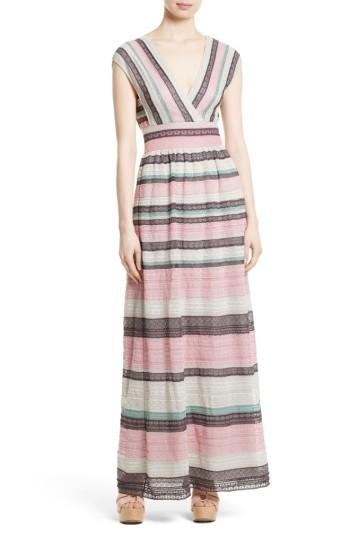 Women's M Missoni Lace Stripe Maxi Dress Us / 40 It - Pink