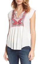 Women's Lucky Brand Embroidered Bib Top - White