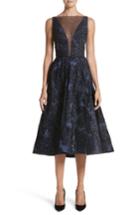 Women's Lela Rose Metallic Jacquard Fit & Flare Dress - Blue