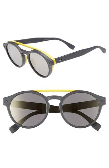 Men's Fendi 53mm Special Fit Round Sunglasses - Grey