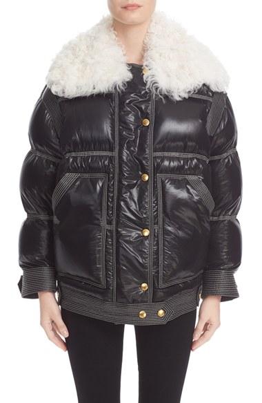Women's Burberry Puffer Coat With Removable Genuine Shearling Collar