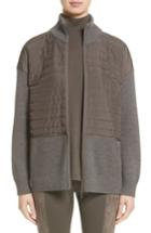 Women's Lafayette 148 New York Quilted Zip Front Cardigan - Brown