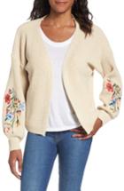 Women's Woven Heart Embroidered Cardigan - Beige