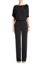 Women's St. John Collection Tie Detail Stretch Cady Jumspuit - Black