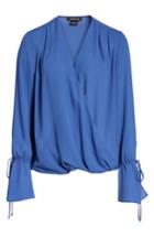 Women's Trouve Surplice Tie Sleeve Top, Size - Blue