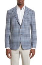 Men's Canali Kei Classic Fit Plaid Wool Sport Coat L Eu - Grey