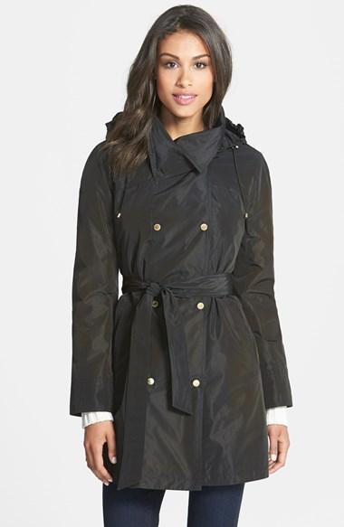 Ellen Tracy Packable Belted Iridescent Raincoat
