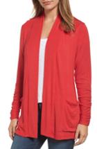 Women's Bobeau Ruched Sleeve Cardigan, Size - Red