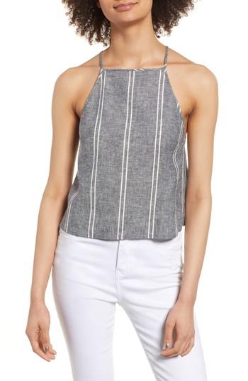 Women's Bp. Stripe Linen Blend Tank, Size - Blue