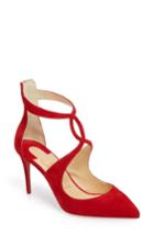Women's Christian Louboutin Rosas Ankle Strap Pump Us / 35eu - Red