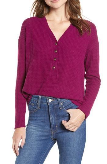Women's Socialite Thermal Henley - Purple