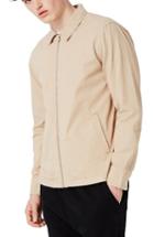 Men's Topman Herringbone Zip Jacket, Size - Beige