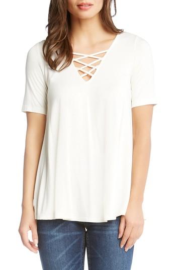 Women's Karen Kane Lace-up Neck Swing Top - Ivory