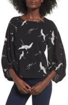 Women's Leith Bird Print Blouse - Black