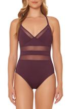 Women's Bleu By Rod Beattie Mesh Inset One-piece Swimsuit - Purple