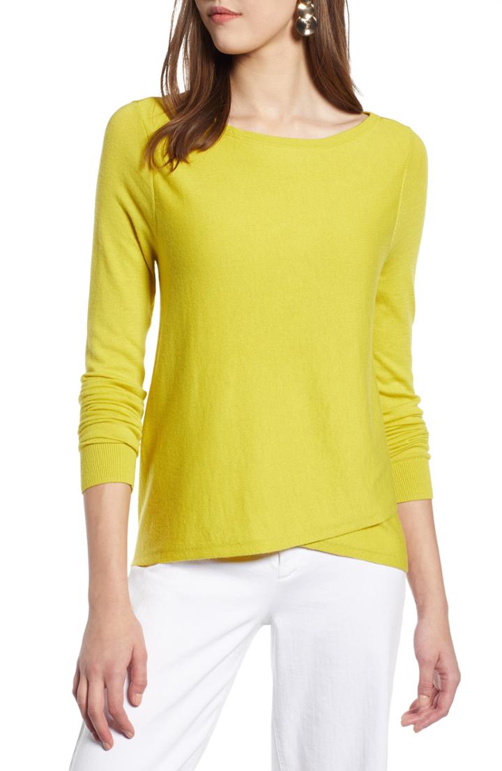 Women's Halogen Crossover Front Knit Sweater, Size - Green
