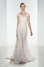 Women's Christos Bridal 'mona' Off The Shoulder Corded Lace Fit & Flare Gown, Size - Ivory